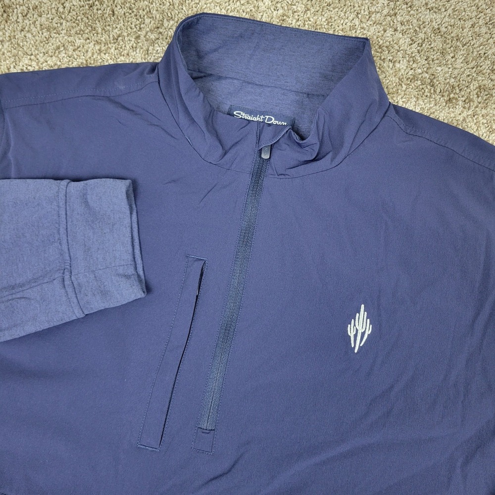 Straight Down Mens XL Blue Performance Stretch Golf Quarter Zip